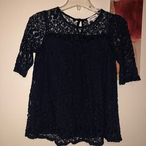 Navy blue quarter long sleeve top